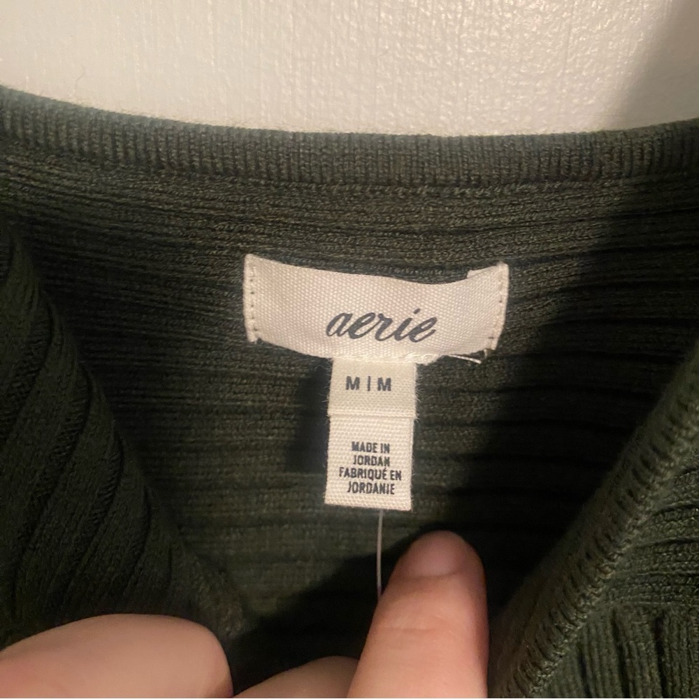NWT Aerie Bralette Crop Top Wireless Green Stretch Ribbed Women’s Size Medium - Picture 4 of 6